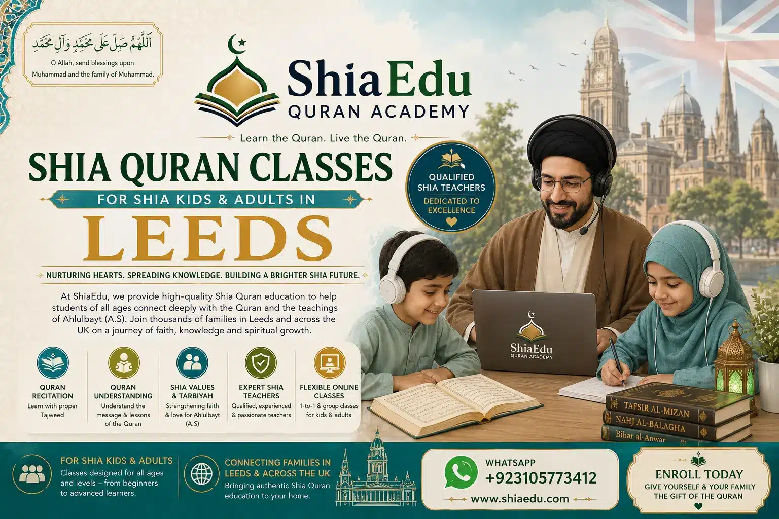 Shia Quran teacher building rapport with a student during an online class in Leeds — ShiaEdu