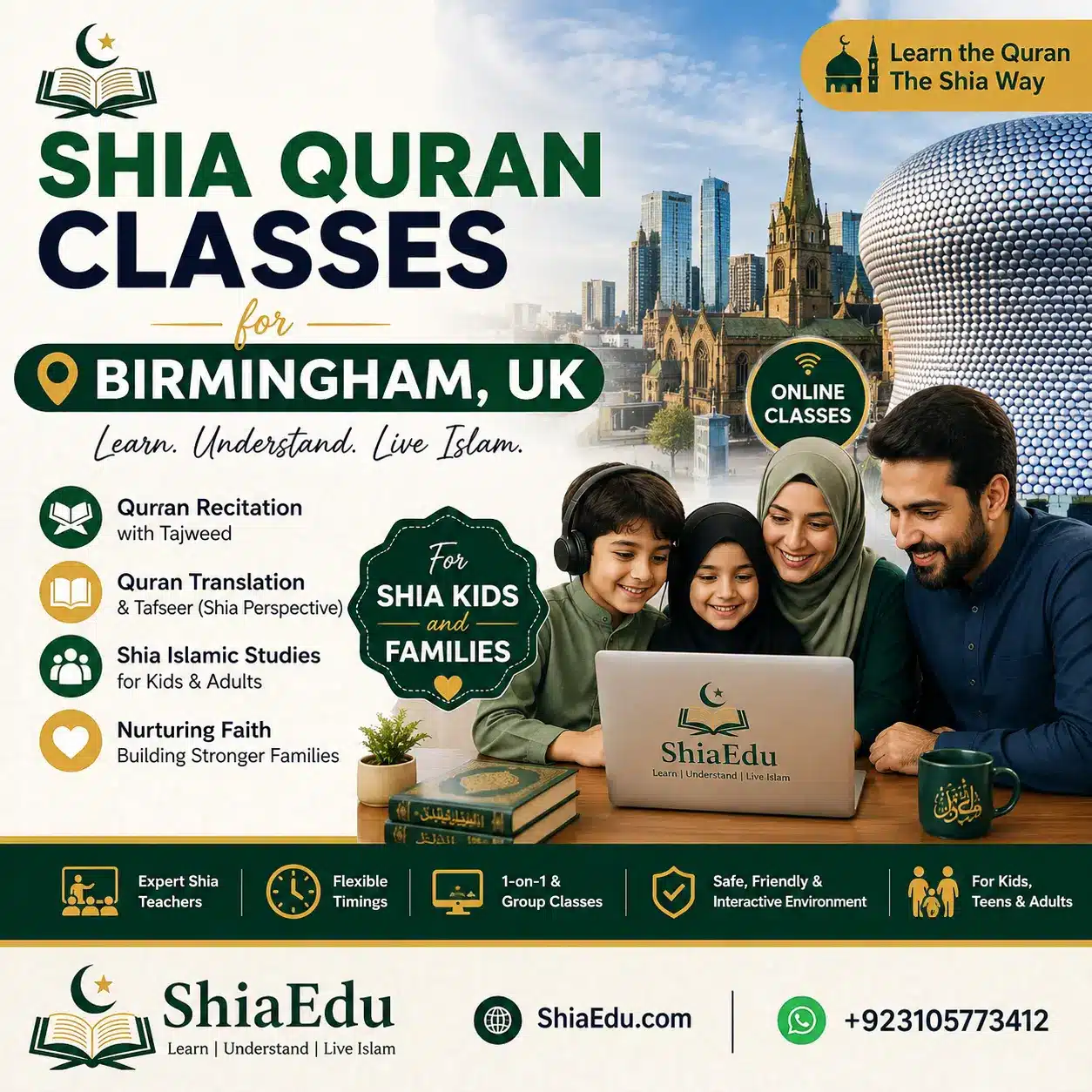 Shia Online Quran Teacher conducting a live class for a student in Birmingham — ShiaEdu certified scholar