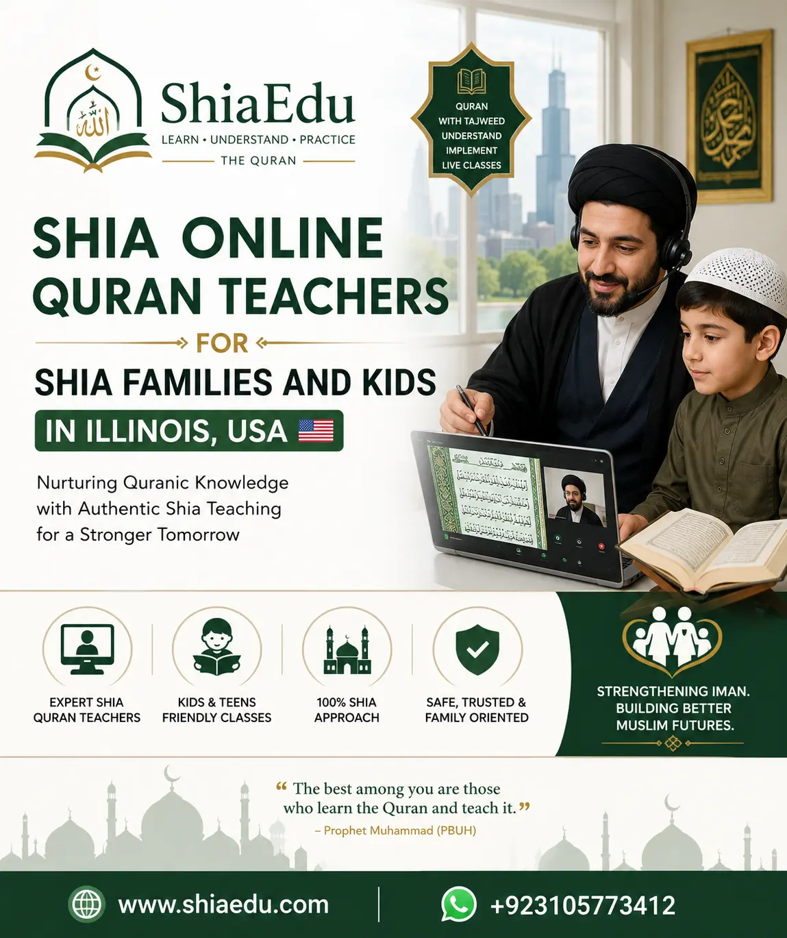 Shia Online Quran Academy tutor working one-to-one with a student in Illinois — ShiaEdu