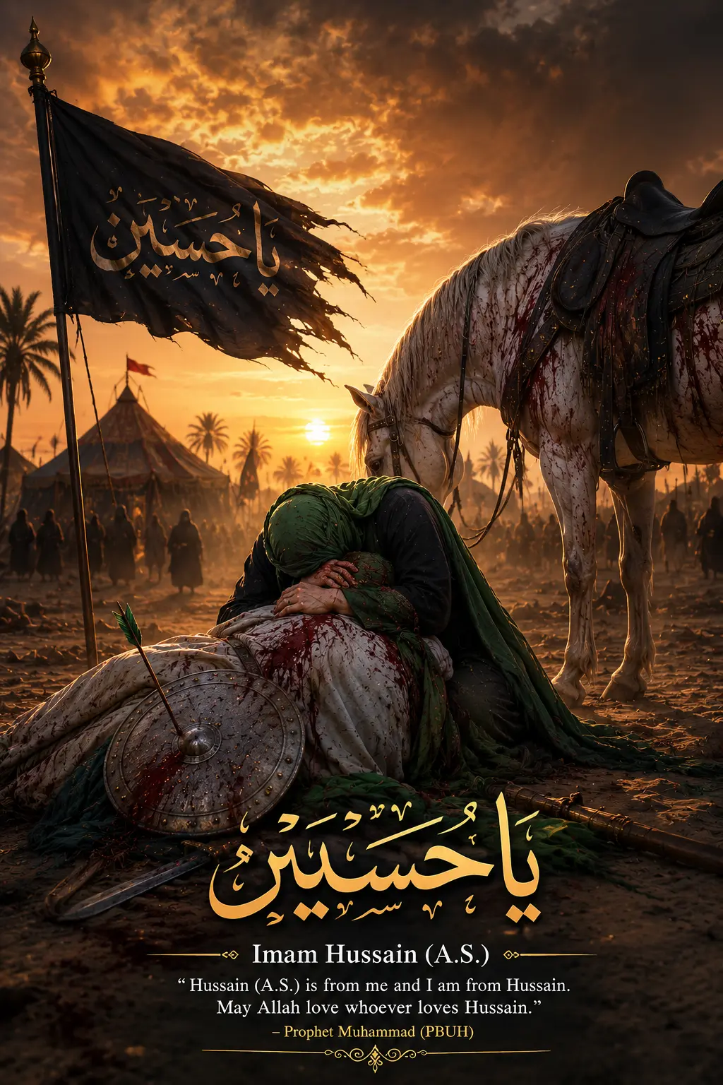 The plains of Karbala at dawn on the 10th of Muharram, the day of Ashura