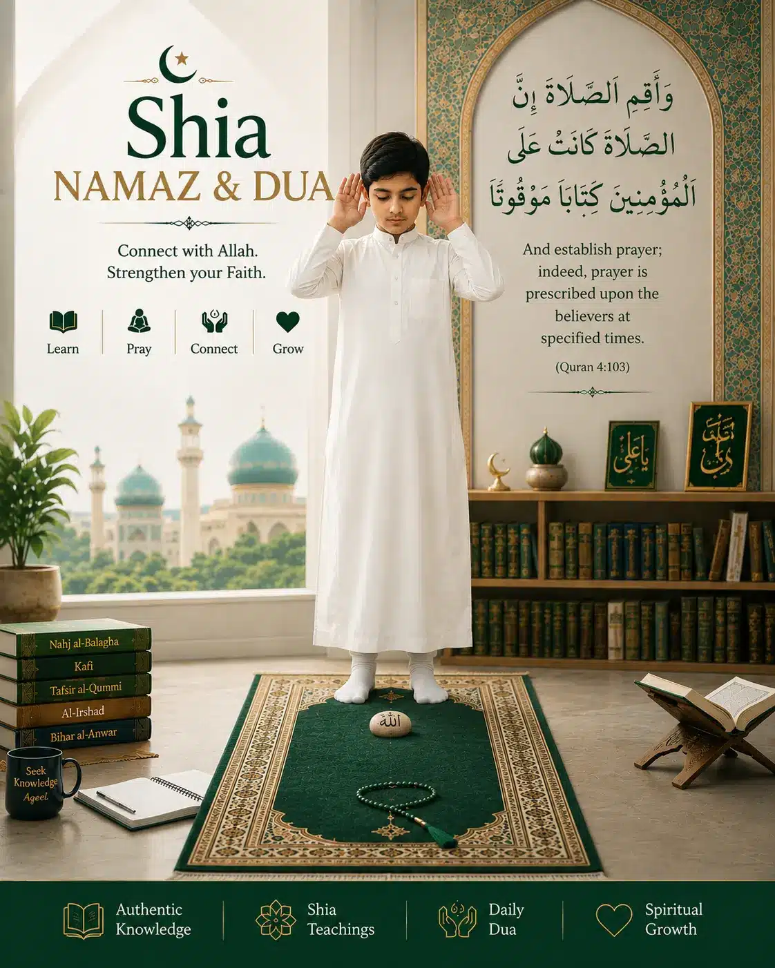 Adhan call to prayer recited before Shia Namaz begins