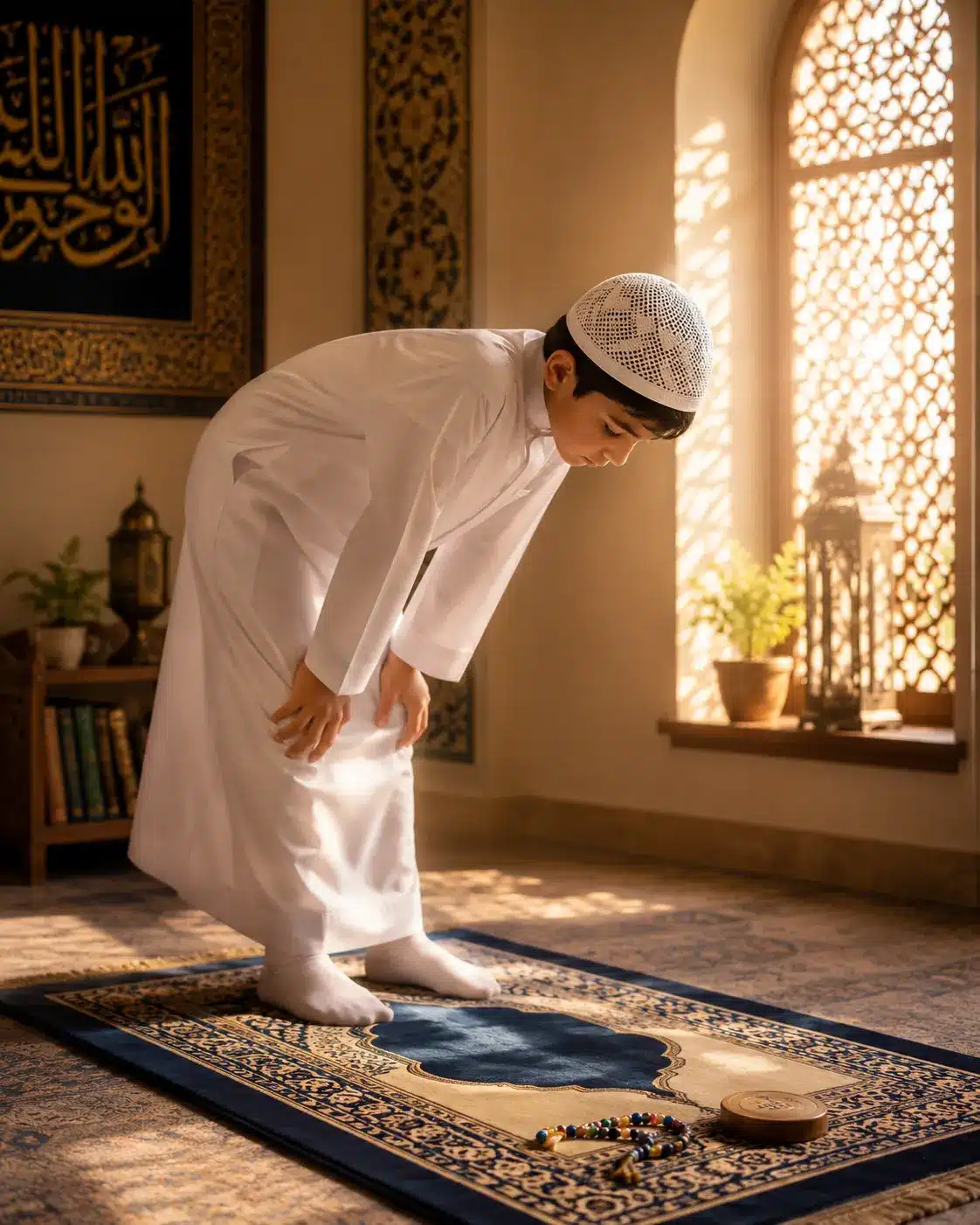 A clean, calm space prepared for performing Shia Namaz