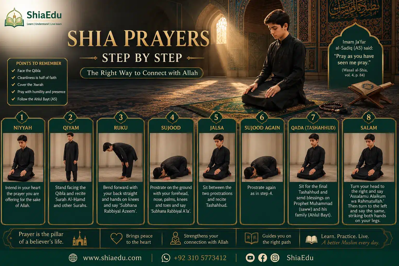 How to Perform Shia Namaz: Arabic, Transliteration & Meaning